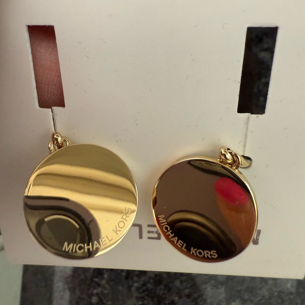 Michael Kors Gold Circular Crystal Dangle Earrings Logo Brand new box dust bag - Picture 4 of 11